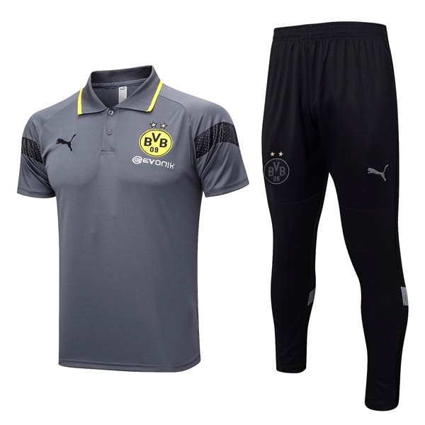 Polo Borussia Dortmund Conjunto Completo 2023 2024 Gris Negro